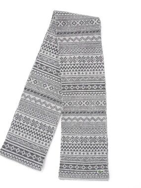Lacoste Fair Isle Patterned Unisex Scarf Gray Winter Holiday Designer